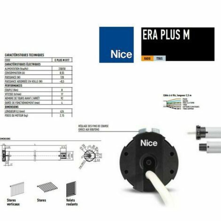 Electricit * | Moteur Era Plus M O 45 Mm, 8Nm, Radio, Bouton De Fin De Course, Ttbusnice Eplusm817.